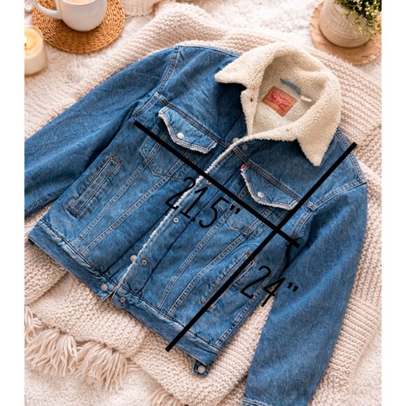 Vintage Levi’s Sherpa Lined Denim Jacket Blue Trucker Size S Authentic Worn - Picture 6 of 9